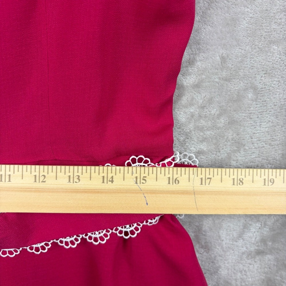 Voodoo Vixen Dress US 10 Pink Peter Pan Collar Belted Swing Retro Romantic - Picture 7 of 13